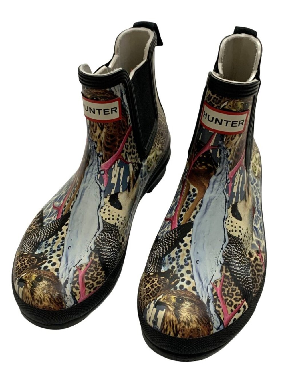 Hunter x Mat Maitland Womens Chelsea Rain Boots Owl Wildlife Print Size 6?